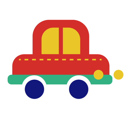 Colorful car flat illustration. Summer forest hike kids series.のイラスト素材