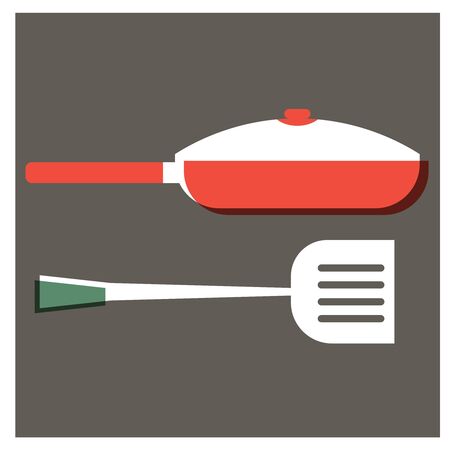 Frying pan and turner flat illustration designのイラスト素材