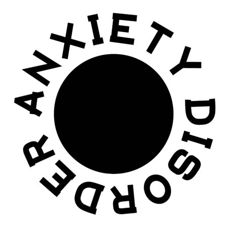 ANXIETY DISORDER black stamp on white background. Stamps and stickers series.のイラスト素材