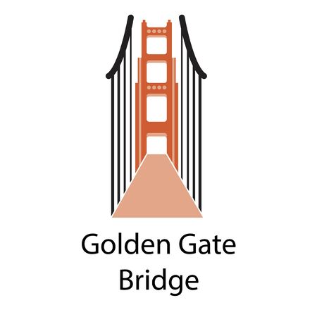 Golden gate bridge simple illustration on white background. City life and travel series.のイラスト素材