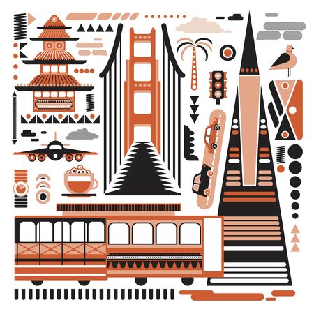 San-Francisco pattern simple illustration on white backgroundのイラスト素材
