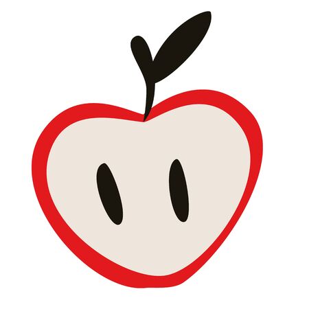 Red apple illustration on dark background. Decorative folk art series.のイラスト素材