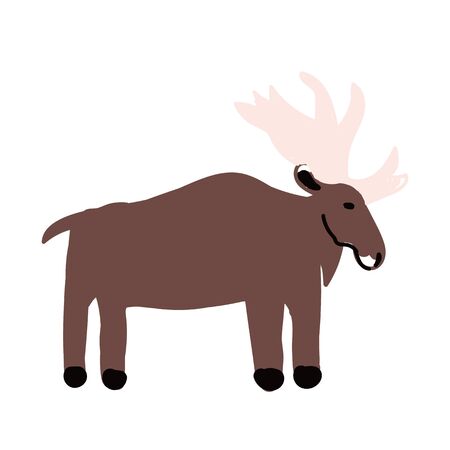 Moose simple illustration on white background. Hiking series.のイラスト素材