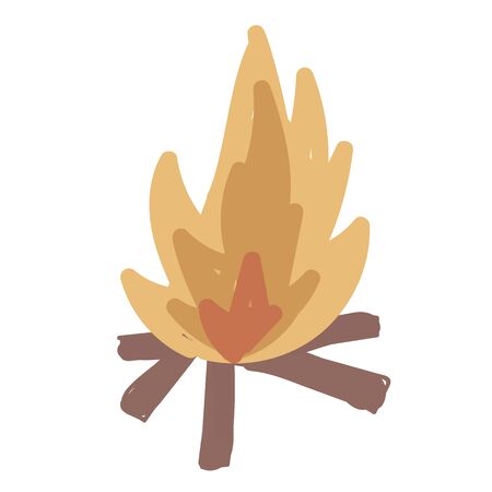Bonfire simple illustration on white background. Hiking series.のイラスト素材