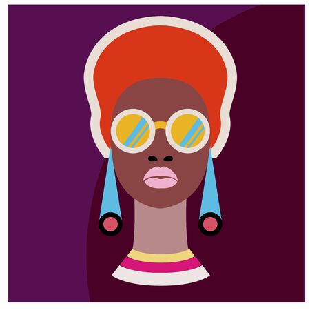Woman illustration on dark backgroundのイラスト素材