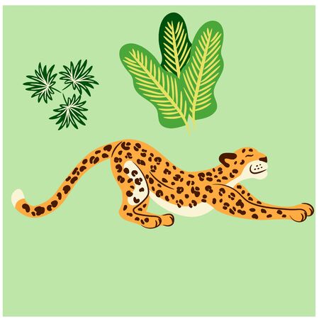 Cheetah illustration on beige backgroundのイラスト素材