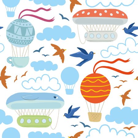 Air travel pattern seamless design. Decoration textile and paper seriesのイラスト素材