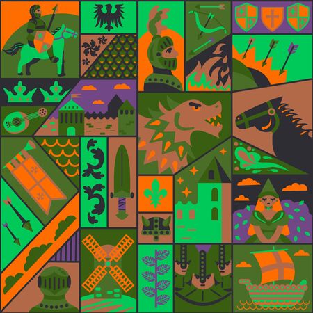 Medieval pattern seamless design graphicのイラスト素材