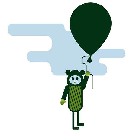 Flying man flat color illustration. Children cartoon series.のイラスト素材