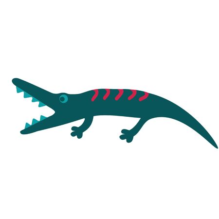 Crocodile flat color illustration on whiteのイラスト素材