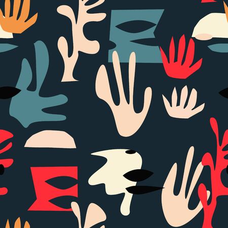 Abstract curved shapes seamless pattern designのイラスト素材