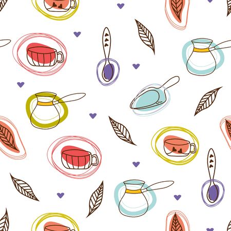 Kitchen pattern flat illustration. Home and kitchen decoration series.のイラスト素材