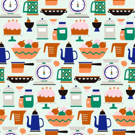 Kitchen pattern seamless design. Surface pattern design series for home and living.のイラスト素材