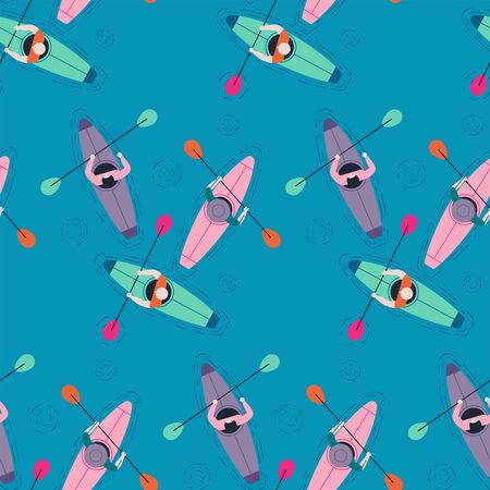 Kayak pattern seamless design. Decoration textile and paper seriesのイラスト素材