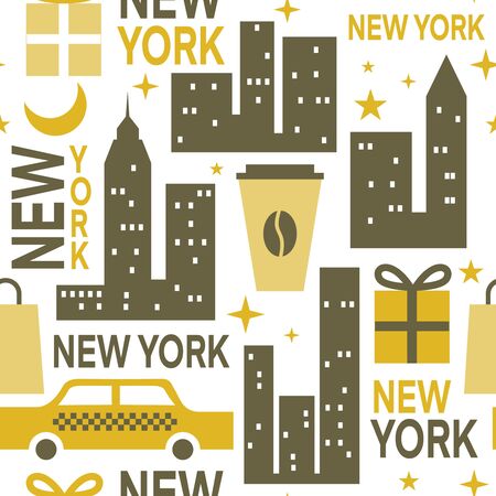 New York pattern seamless design. Decoration textile and paper seriesのイラスト素材