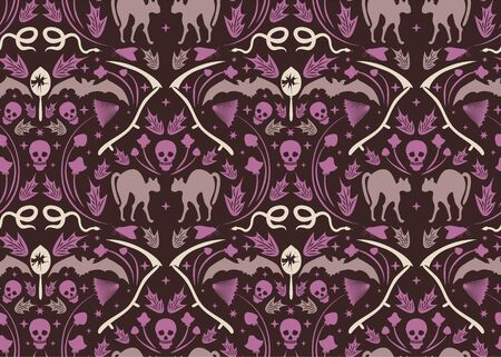 Magic Halloween pattern seamless design. Decoration textile and paper seriesのイラスト素材