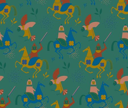 Myth and legends pattern seamless design illustration. Fabric and wallpaper series.のイラスト素材