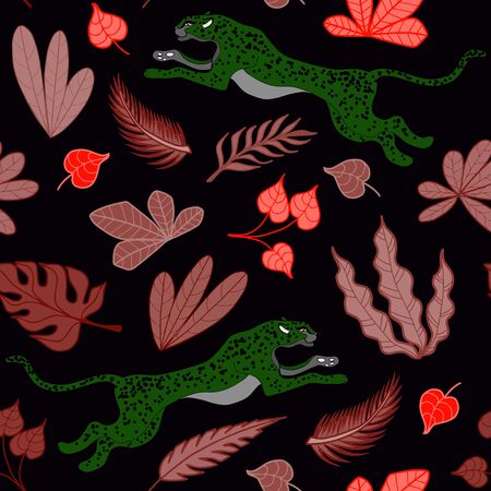 Leopard pattern flat color seamless design illustrationのイラスト素材