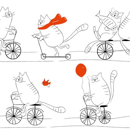 Cats pattern seamless design. Decoration textile and paper seriesのイラスト素材