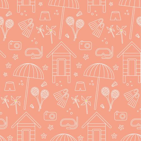 Seaside pattern flat illustration. Summer beach and vacation series.のイラスト素材