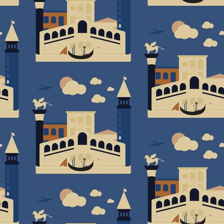 Venice pattern seamless decorative design. Travel and tourism decoration series.のイラスト素材