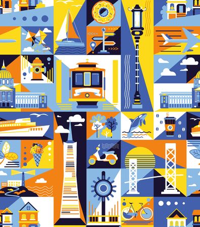 San-Francisco pattern seamless design. Decoration textile and paper seriesのイラスト素材