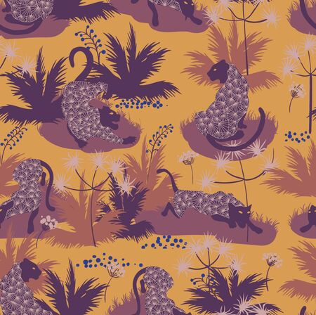 Tiger and leopard pattern geometric style design for childrenのイラスト素材