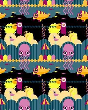 Underwater pattern geometric style design for childrenのイラスト素材
