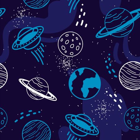 Space pattern seamless design. Decoration textile and paper seriesのイラスト素材