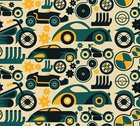 Retro transport pattern geometric style design for childrenのイラスト素材