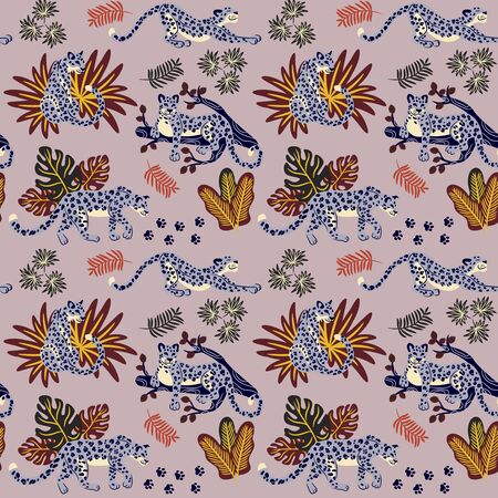 Leopard pattern flat color seamless design illustration