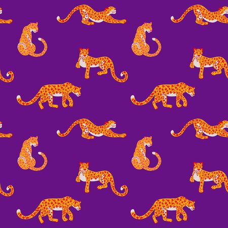 Leopard pattern flat color seamless design illustrationのイラスト素材