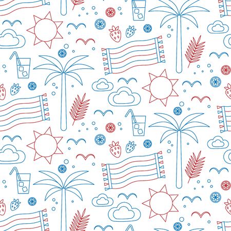 Seaside pattern flat illustration. Summer beach and vacation series.のイラスト素材