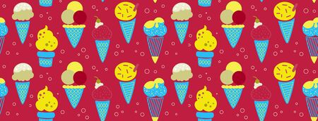 Ice cream seamless decorative pattern design . Decorative fabric and wrapping series.のイラスト素材