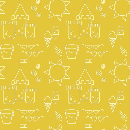 Seaside pattern flat illustration. Summer beach and vacation series.のイラスト素材