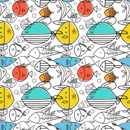 Fish pattern flat illustration. Home and kitchen decoration series.のイラスト素材