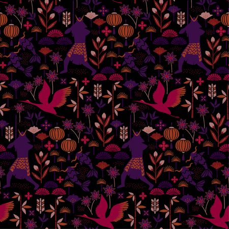 Samurai pattern seamless design illustration. Fabric and wallpaper series.のイラスト素材
