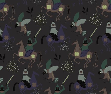 Myth and legends pattern seamless design illustration. Fabric and wallpaper series.のイラスト素材