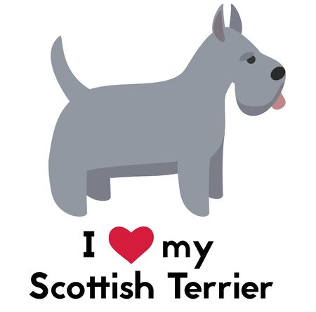 I love my scottish terrier , illustration on white backgroundのイラスト素材