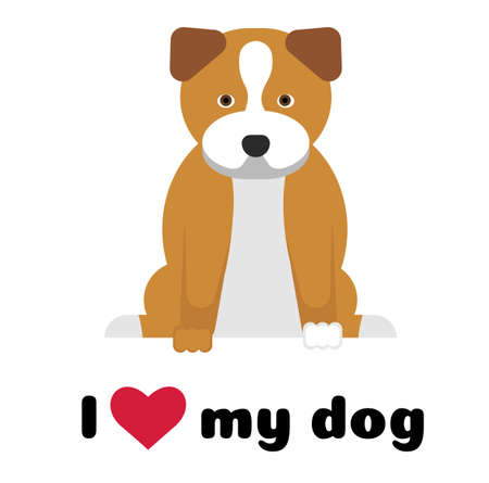 I love my dog , illustration on white backgroundのイラスト素材