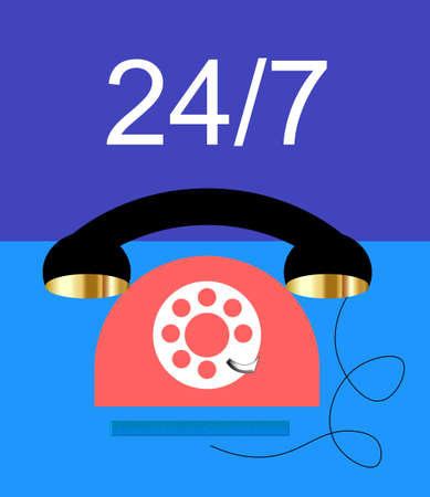 twenty four hours seven days week support service phoneの写真素材