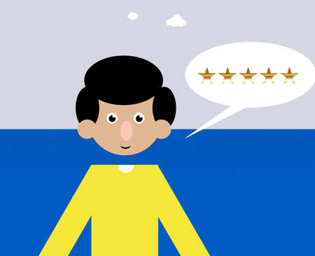 customer giving a five star rating to a product