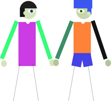 gay couple stand and look at each other isolatedのイラスト素材