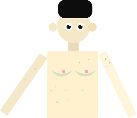 man with skin rash problem portrait of man with skin rashのイラスト素材