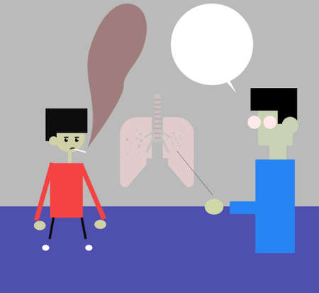 doctor explains smoking threats to some little smokerのイラスト素材