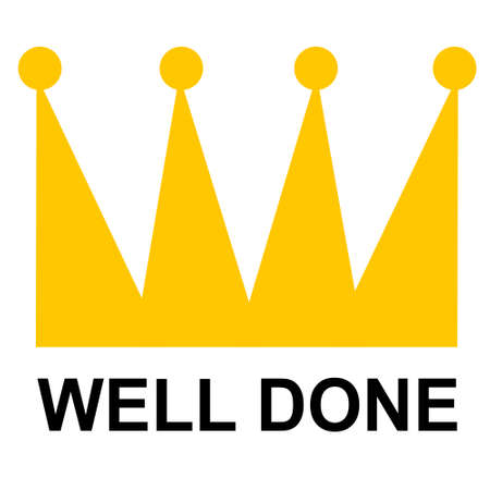 well done sign with golden crown on topのイラスト素材