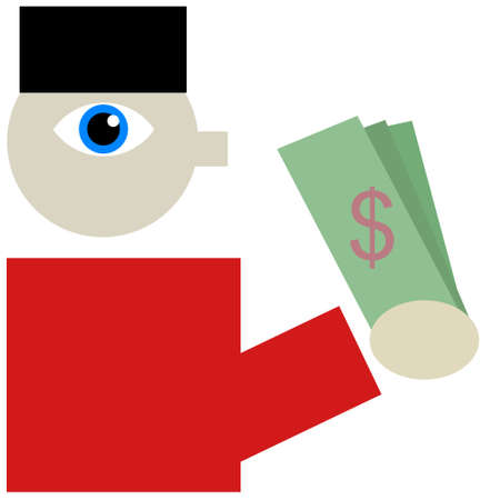 cash only symbol person showing real moneyのイラスト素材