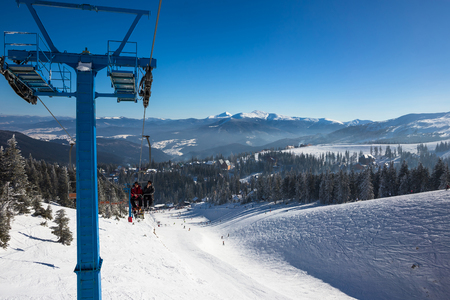 Mountains ski resort - nature and sport pictureの写真素材