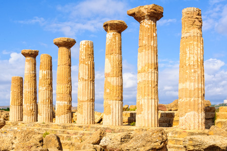 Eight columns of the Temple of Olympian Zeus - Agrigento, Sicily, Italyの写真素材