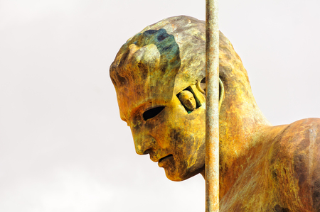 Detail of the majestic bronze sculpture of Daedalus by Igor Mitoraj - Agrigento, Sicily, Italy, 19 October 2011のeditorial素材